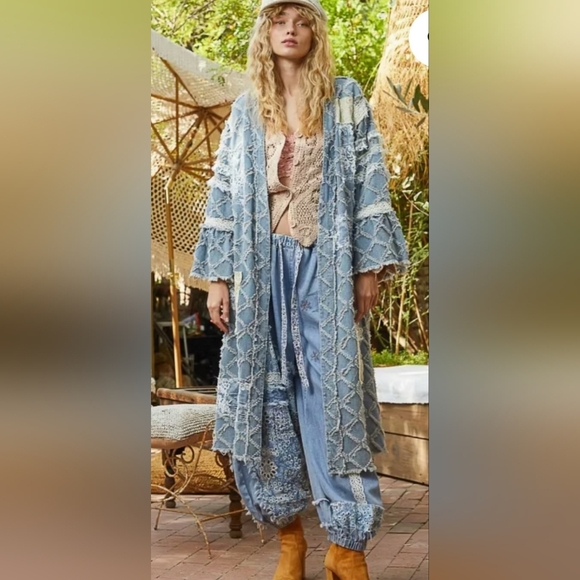 POL Denim Flared Sleeve Open Cardigan. SZ S. NWOT - Picture 8 of 12